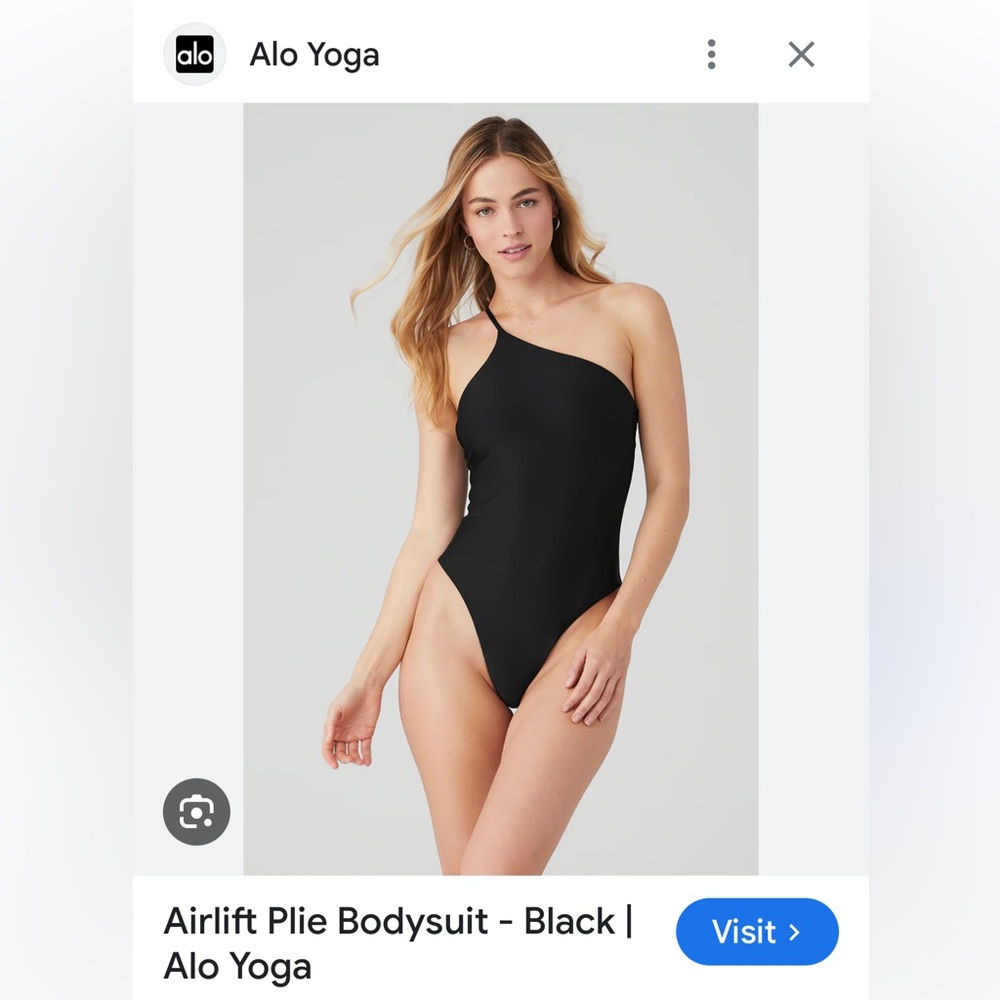 Alo Yoga Airlift Plie Bodysuit Women’s XS Black Performance Sculpting Fabric New